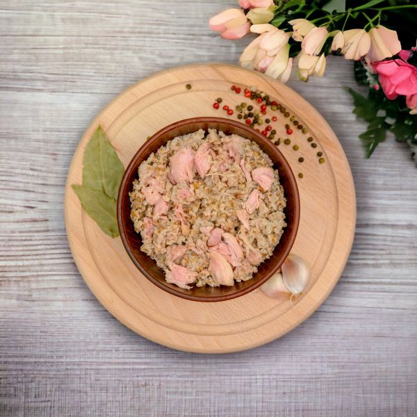Каша пшенична з куркою 350 г